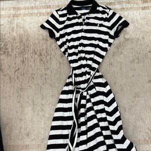 Polo by Ralph Lauren Black & White Striped Midi Polo Dress